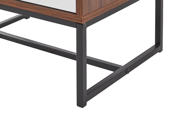 Lipasto tumma puu/valkoinen 3 laatikkoa metallijalat 91 x 49 cm perinteinen tyyli