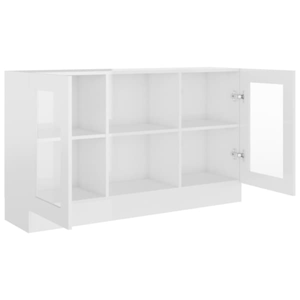 vidaXL vitrineskab 120x30,5x70 cm spånplade hvid højglans