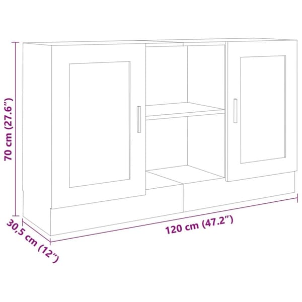 vidaXL skænk 120x30,5x70 cm konstrueret træ sonoma-eg