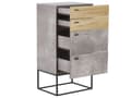 Miniatyrbillede 5 af 10: Kommode Skuffe Skab Lyst Træ MDF og Lysegrå Betoneffekt med Sort Mat Pulverlakeret Metalben 52 x 41 x 106 cm Opbevaringsplads Stue og Værelse