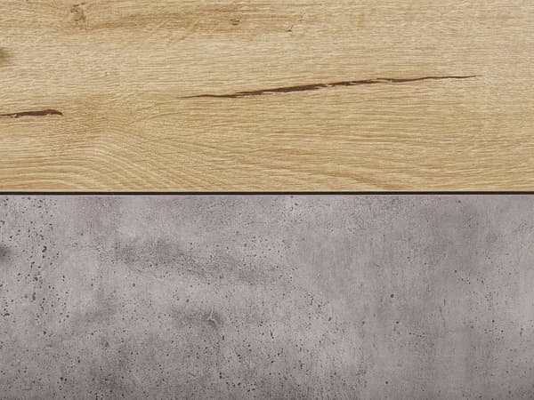 Kommode Skuffe Skab Lyst Træ MDF og Lysegrå Betoneffekt med Sort Mat Pulverlakeret Metalben 52 x 41 x 106 cm Opbevaringsplads Stue og Værelse