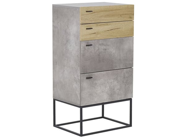 Lipasto vaaleanharmaa 51 x 106 x 38 cm lastulevy MDF-levy metalli 4 laatikkoa