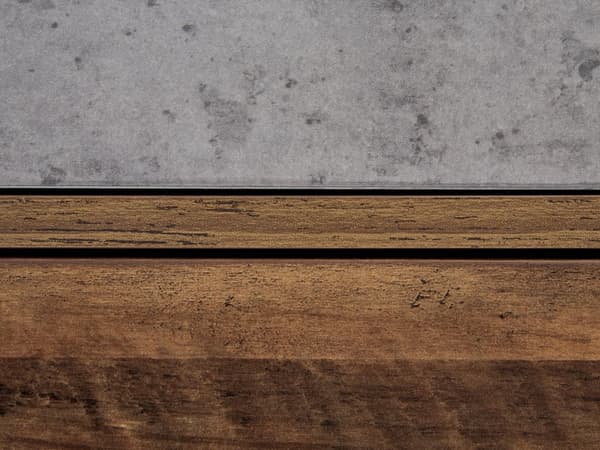 Sidobord Mörkt trä med grå spånskiva Rustik design Bröstkorg 3 lådor Vardagsrumsförvaring