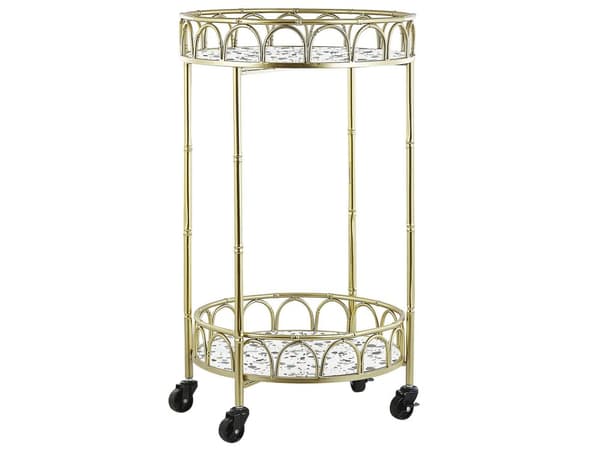 Köksvagn Guld Järnram Terrazzo Effekt Topp Glamour Barvagn med Hjul