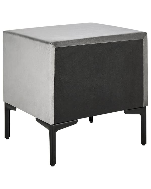 Sängbord Grå Sammet 44 x 38 cm 2 lådor Förvaring Elegant Sovrum Hall