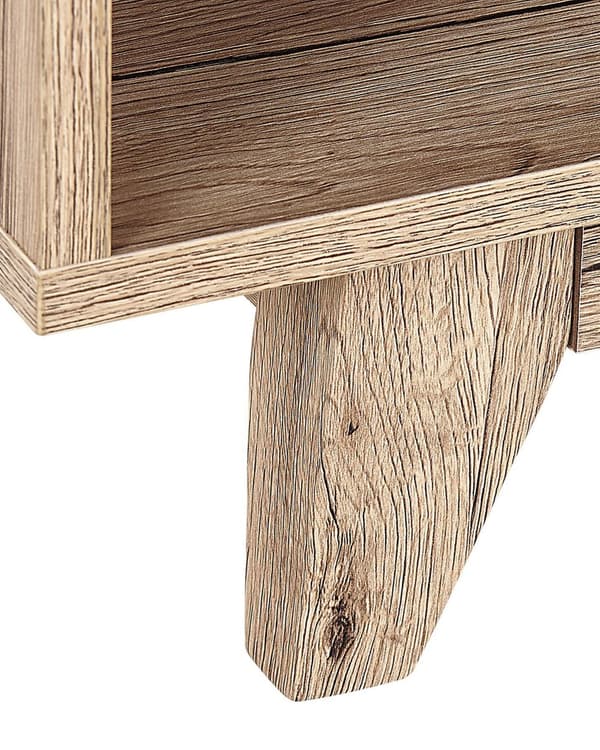 Soffbord Ljusträ med Svart MDF 46 x 50 cm 1 Låda Nattduksbord Sovrum Modern Design Skandinaviskt