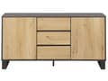Pikkukuva 5 / 10: Senkki tumma puu MDF lastulevy metallijalat 145 x 39 x 76 cm laatikoilla kaapeilla hyllyillä skandinaavinen