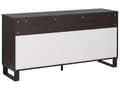 Pikkukuva 7 / 10: Senkki tumma puu MDF lastulevy metallijalat 145 x 39 x 76 cm laatikoilla kaapeilla hyllyillä skandinaavinen