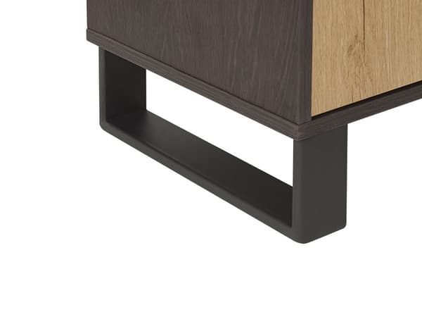 Senkki tumma puu MDF lastulevy metallijalat 145 x 39 x 76 cm laatikoilla kaapeilla hyllyillä skandinaavinen