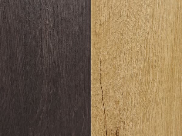Senkki tumma puu MDF lastulevy metallijalat 145 x 39 x 76 cm laatikoilla kaapeilla hyllyillä skandinaavinen