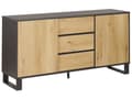 Pikkukuva 1 / 10: Senkki tumma puu MDF lastulevy metallijalat 145 x 39 x 76 cm laatikoilla kaapeilla hyllyillä skandinaavinen