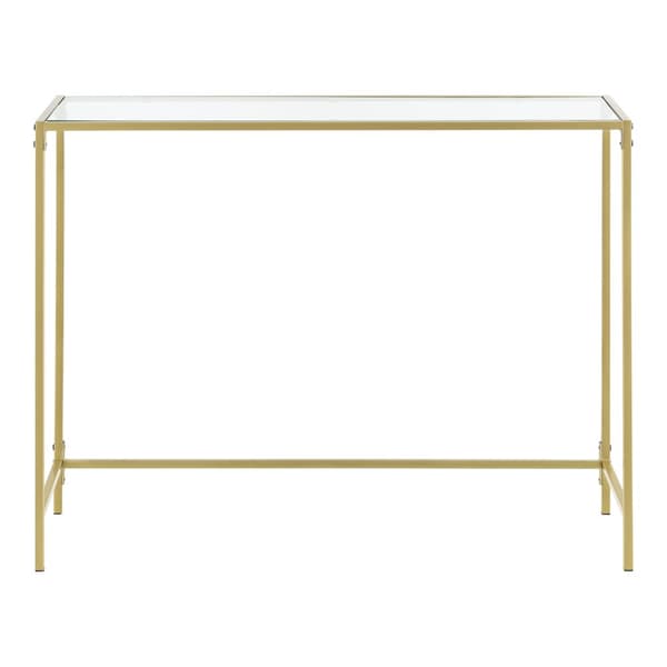 [en.casa] Avlastningsbord Alajärvi-sideboard-sidobord-100x35x80cm-pulverlackerat stål-glas-guld