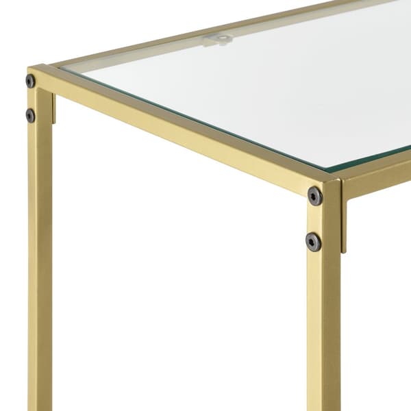 [en.casa] Avlastningsbord Alajärvi-sideboard-sidobord-100x35x80cm-pulverlackerat stål-glas-guld