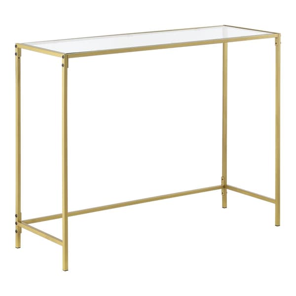 [en.casa] Avlastningsbord Alajärvi-sideboard-sidobord-100x35x80cm-pulverlackerat stål-glas-guld