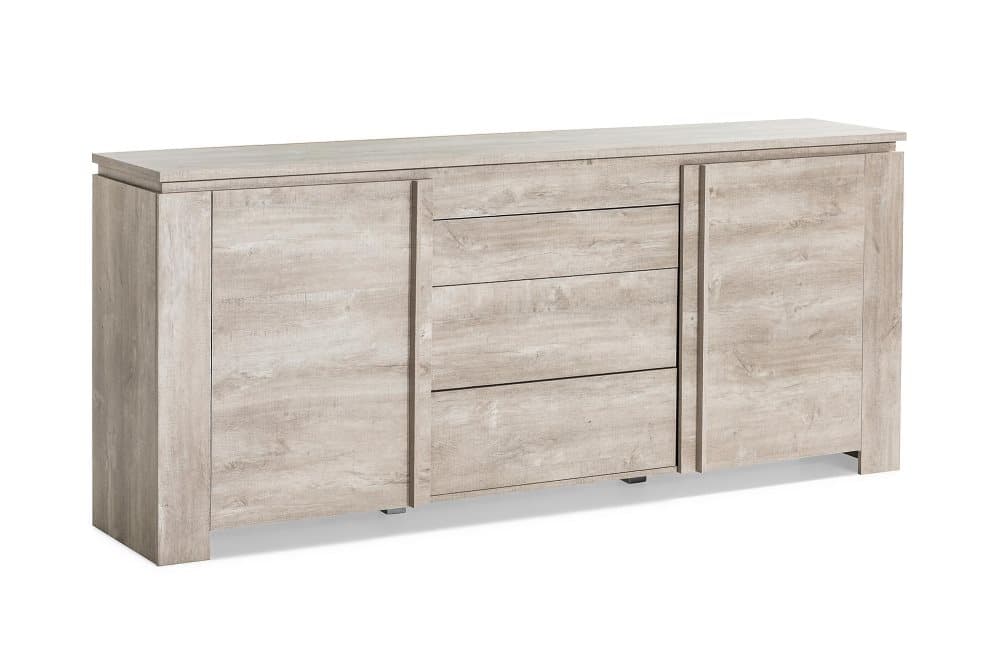 SEGUR Skänk 205 2 Dörrar 3 Lådor Ek/Champagne