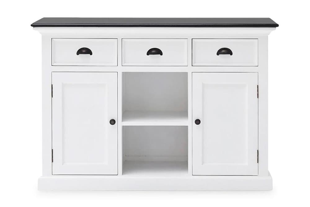 PLATI Buffé 125 2 Korgar Vit Mahogny/Brun