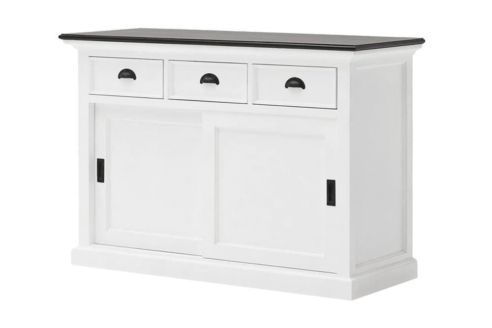 PLATI Buffé 125 Skjutdörrar Vit Mahogny/Brun