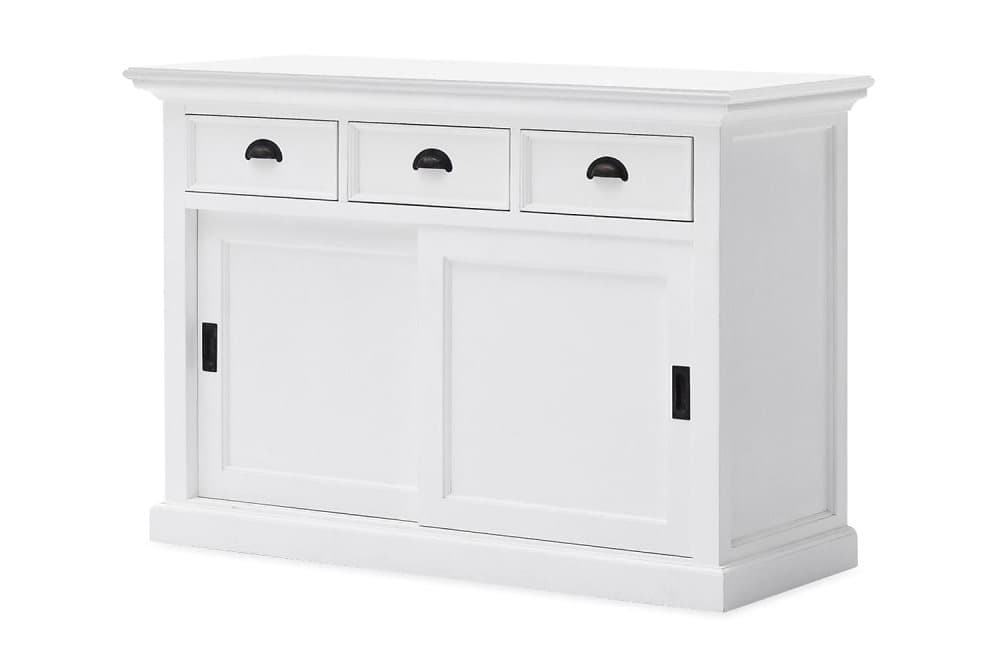 PLATI Skänk 125 3 Lådor Skjutdörrar Vit Mahogny