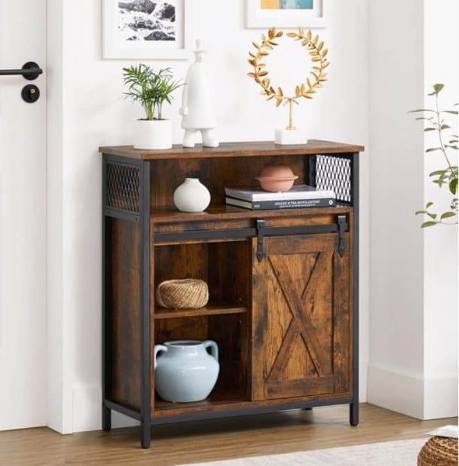 Segenn's Dressoir- skåp - Sliding - Skåp - Case - öppet fack - Justerbar Shelf - Industrial - Brun - Svart - 70 x 30 x 80 cm