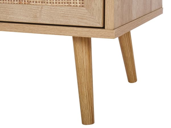 Kommode Lyst Fyrretræ og Rattan 90 x 40 x 79 cm Dekorativ Skænk med 3 Skuffer Fransk Flet til Entré Stue Opbevaring Værelse Tilbehør