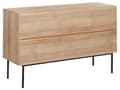 Pikkukuva 7 / 11: Sivupöytä vaalea puu 76 x 120 x 40 cm metalliset jalat 3-ovinen rottinkinen boho-tyyli