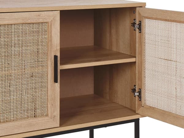 Skænk Lyst Træ 2 Låger 72 x 80 cm Metalben Boho Stil Fletskab