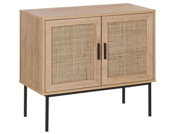 Skænk Lyst Træ 2 Låger 72 x 80 cm Metalben Boho Stil Fletskab