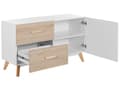 Miniatyrbillede 4 af 9: Kommode Hvid og Lyst Træ 120 x 40 x 70 cm Skænk Opbevaringsplads Skuffer Skab Koniske Ben til Stue Entré Soveværelse Tilbehør Dekoration