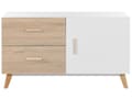 Miniatyrbillede 5 af 9: Kommode Hvid og Lyst Træ 120 x 40 x 70 cm Skænk Opbevaringsplads Skuffer Skab Koniske Ben til Stue Entré Soveværelse Tilbehør Dekoration