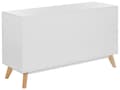 Miniatyrbillede 6 af 9: Kommode Hvid og Lyst Træ 120 x 40 x 70 cm Skænk Opbevaringsplads Skuffer Skab Koniske Ben til Stue Entré Soveværelse Tilbehør Dekoration