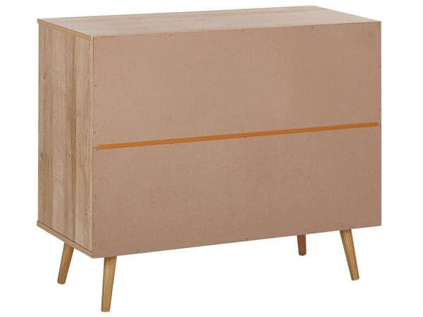 Lipasto vaalea puu 79 x 90 x 40 cm 3 rottinkisella laatikolla boho-tyyli