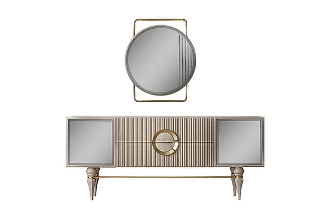 Emirgan Skaenk 208x49 cm med Spejl Beige/Guld