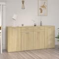 Miniatyrbilde 3 av 11: vidaXL Skjenk sonoma eik 160x36x75 cm konstruert tre