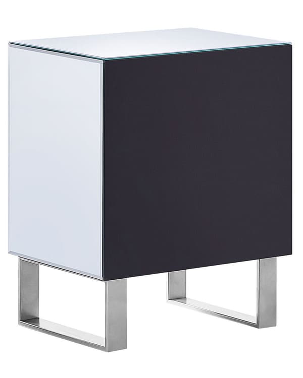 Sängbord 2 Lådor Silver Spegelglas Glam