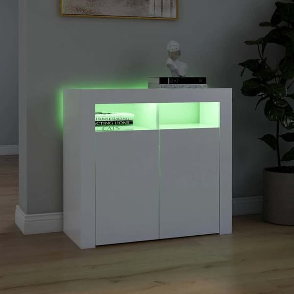 vidaXL Skänk med LED-belysning vit 80x35x75 cm