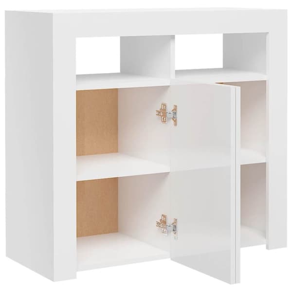 vidaXL Skänk med LED-belysning vit högglans 80x35x75 cm