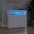 Miniatyrbild 1 av 11: vidaXL Skänk med LED-belysning vit högglans 80x35x75 cm