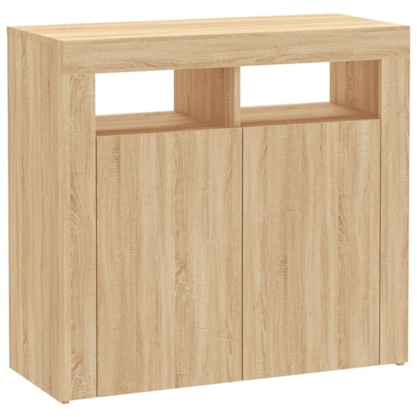 vidaXL skænk med LED-lys 80x35x75 cm sonoma-eg