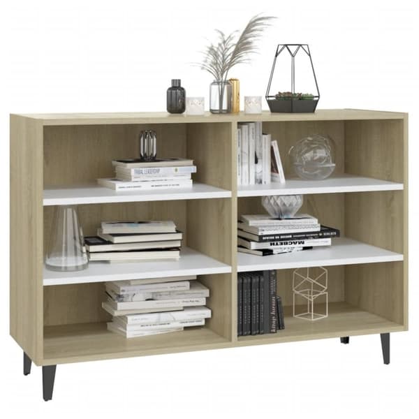 vidaXL skænk 103,5x35x70 cm spånplade hvid og sonoma-eg