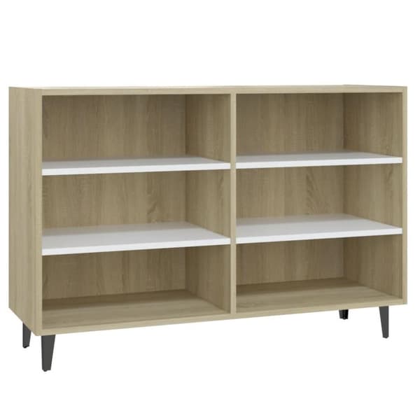 vidaXL skænk 103,5x35x70 cm spånplade hvid og sonoma-eg
