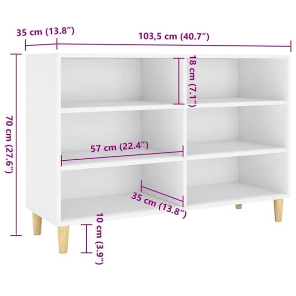vidaXL Skänk vit 103,5x35x70 cm konstruerat trä