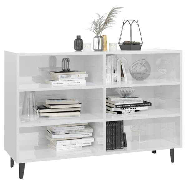vidaXL Skänk vit högglans 103,5x35x70 cm konstruerat trä