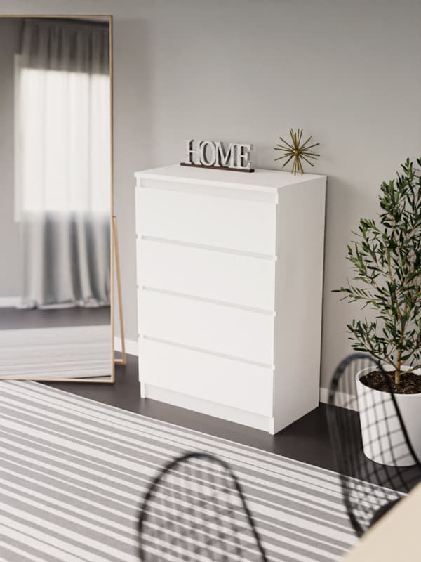 Kommode 4 skuffer 102 cm, perfekt til stuen, kontoret, soveværelset. Forskellige farver