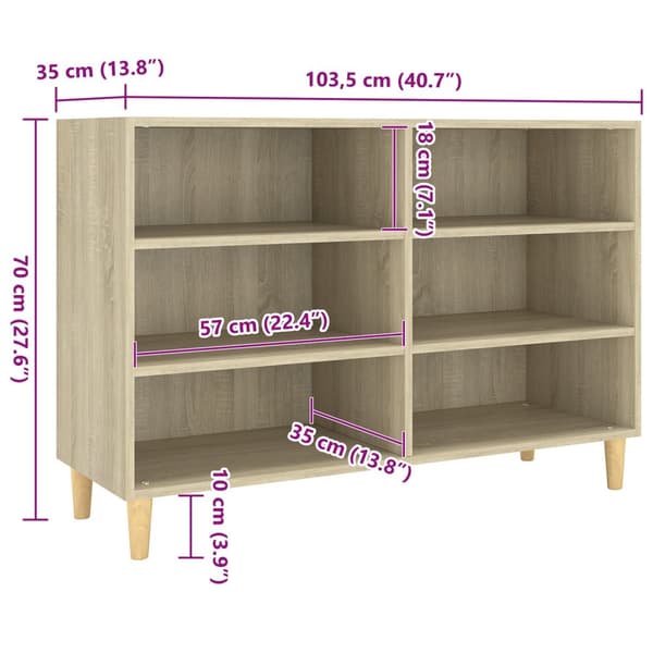 vidaXL skænk 103,5x35x70 cm konstrueret træ sonoma-eg