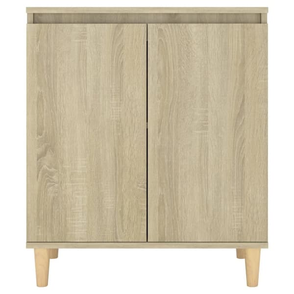 vidaXL skænk med massive træben 60x35x70 cm spånplade sonoma-eg