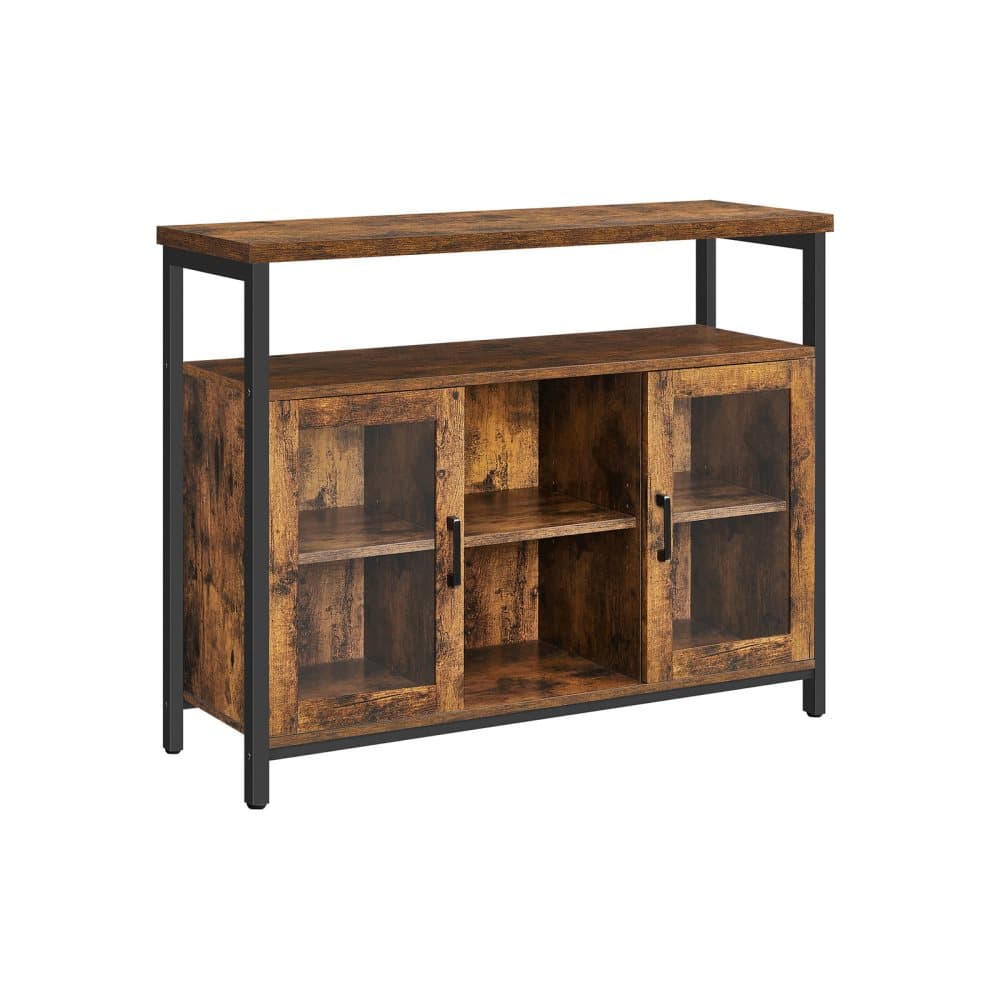 Segenn's Sideboard - Köksskåp - Förvaringsskåp med 2 transparenta glasdörrar - Justerbara hyllor - för kök - Matsal - 100 x 35 x 80