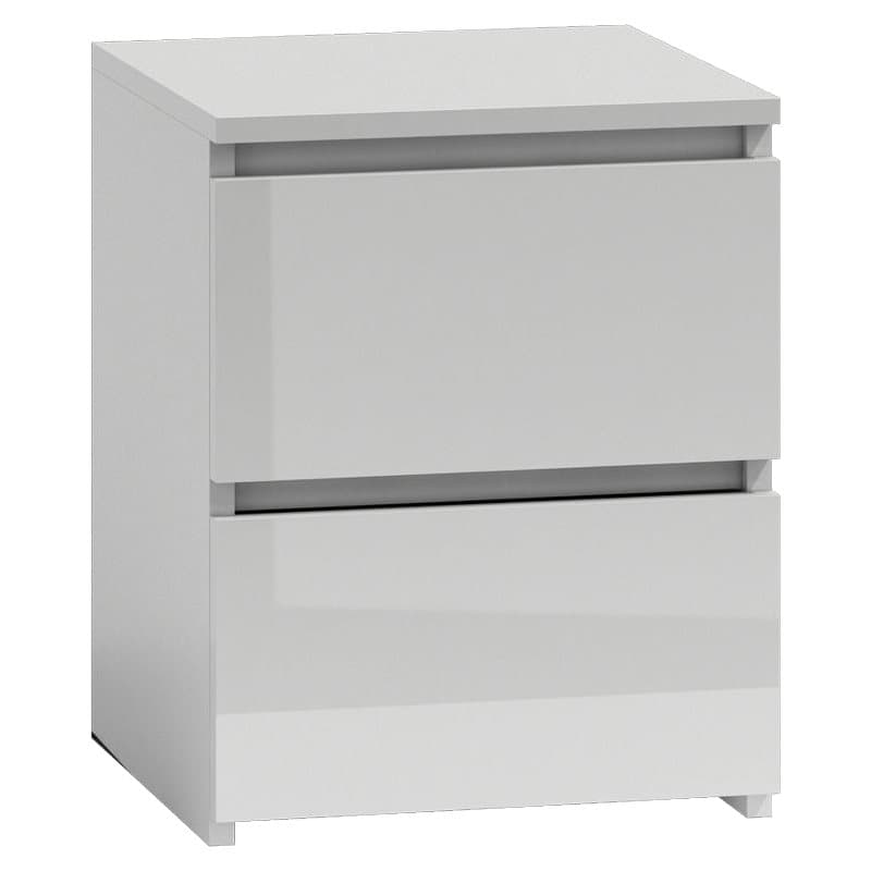 3xEliving DEMI modernt matt sängbord med två lådor med blank front, 40/39/55, vit / blank vit