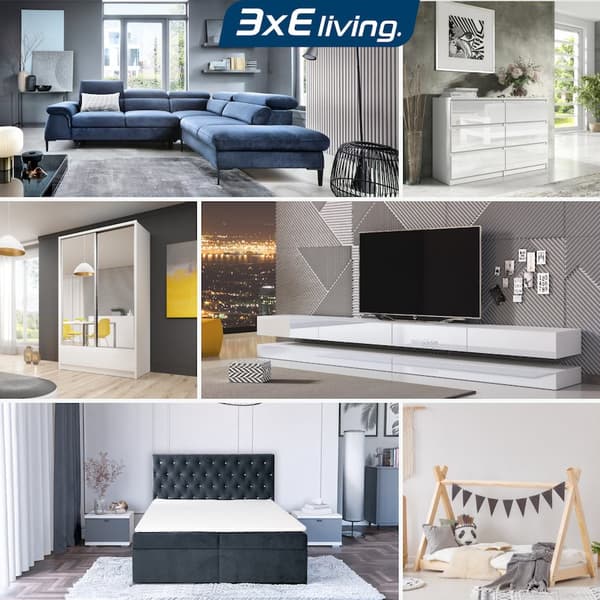 Natbord i mat hvid med to skinnende skuffer og LED-belysning, 55 / 39 / 47,5
