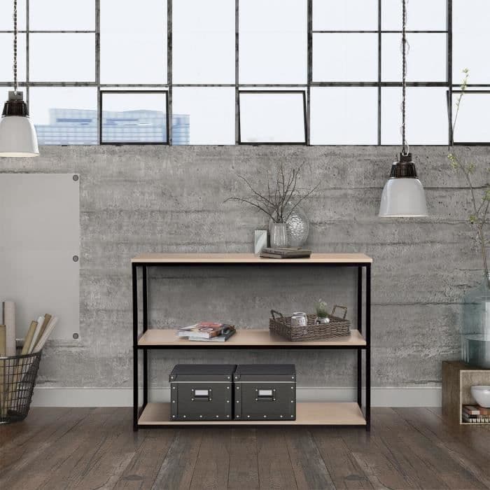 Konsol 2 hyllplan - Svart - L 110 x D 35 x H 80 cm - MINSK