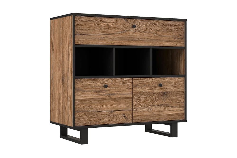 PLEASANTVILLE Sideboard 2 Skåp 88x93 cm Brun/Svart